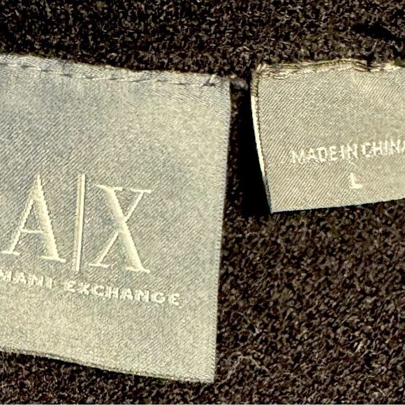 Armani Exchange Zip-up Bomber Silhouette Mock Neck Sweater w/Leather Trim Sz L - Picture 9 of 9